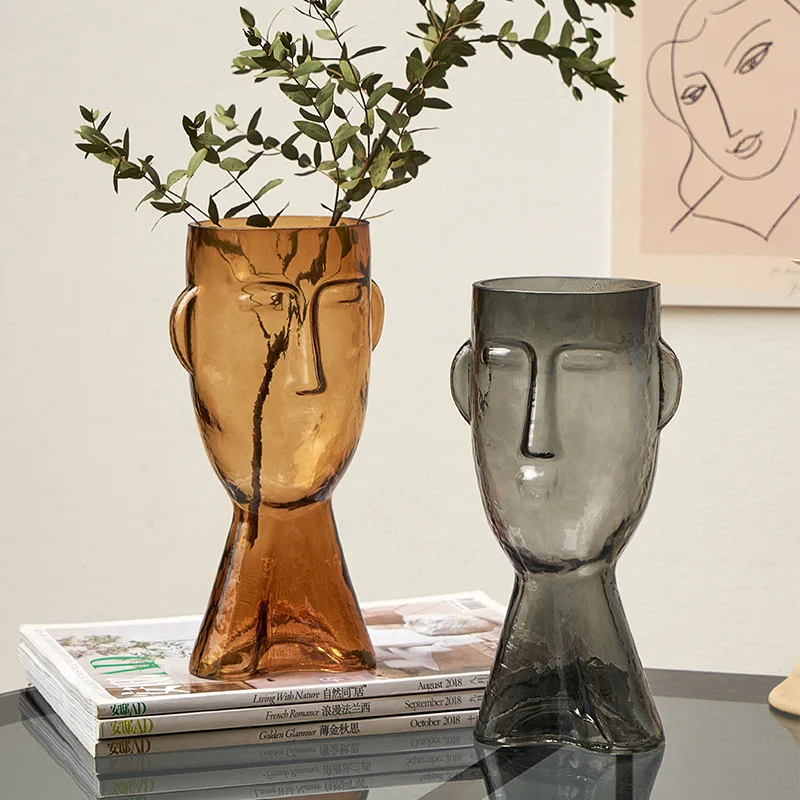 

Creative Face Vase Ornaments Living Room Flower Arrangement Porch Dining Table Glass Ornaments Nordic Light Luxury Crafts