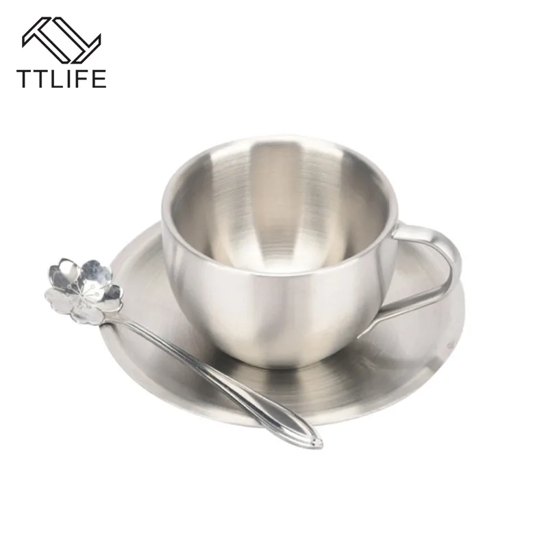 Набор кофейных чашек из нержавеющей стали двухслойные термоизоляционные