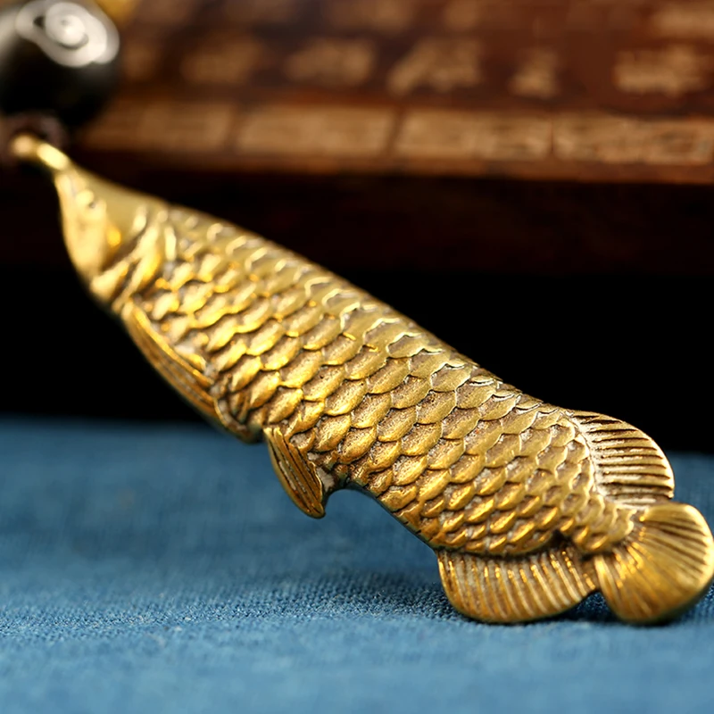 Подвески в виде фигурки дракона и рыбы для брелока из чистой латуни Arowana брелок