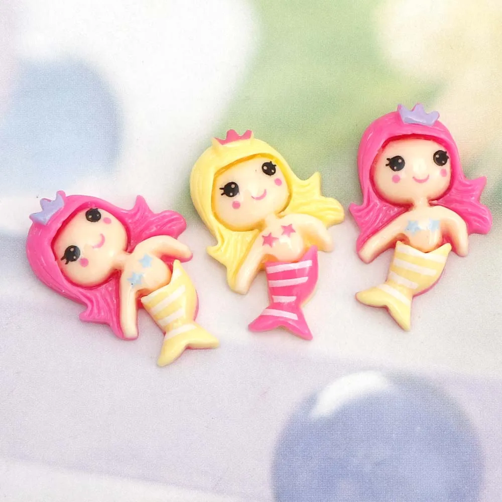 10 шт. смешанный гриль хвост русалки плоская задняя часть украшение из смолы