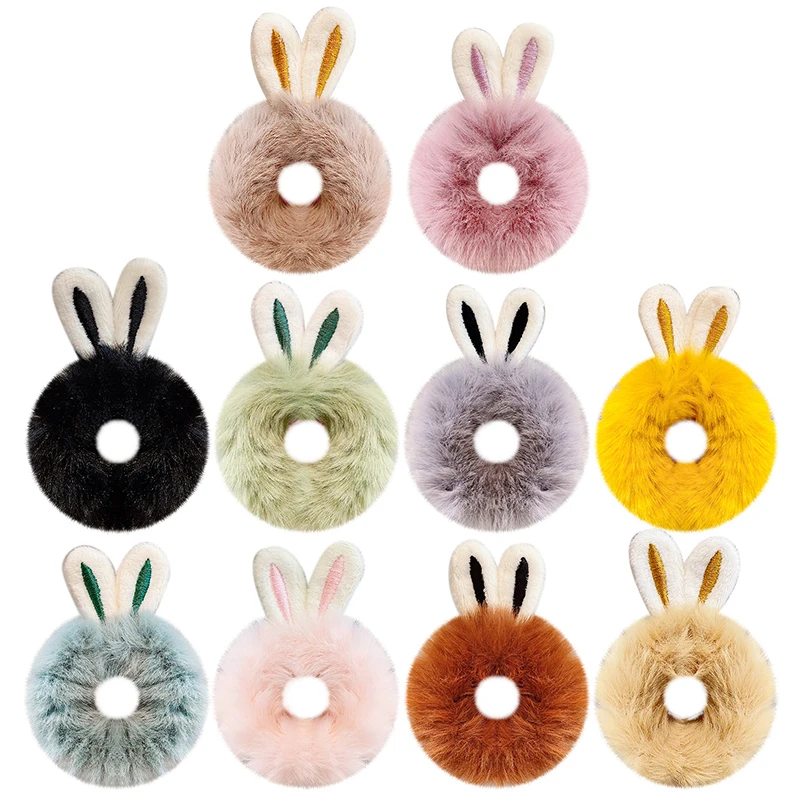 

Girl Cute Hair Ring Plush Rabbit Ears Headband High Stretch Ponytail Colorful Hair Rubber Band Headwear Children Accessories
