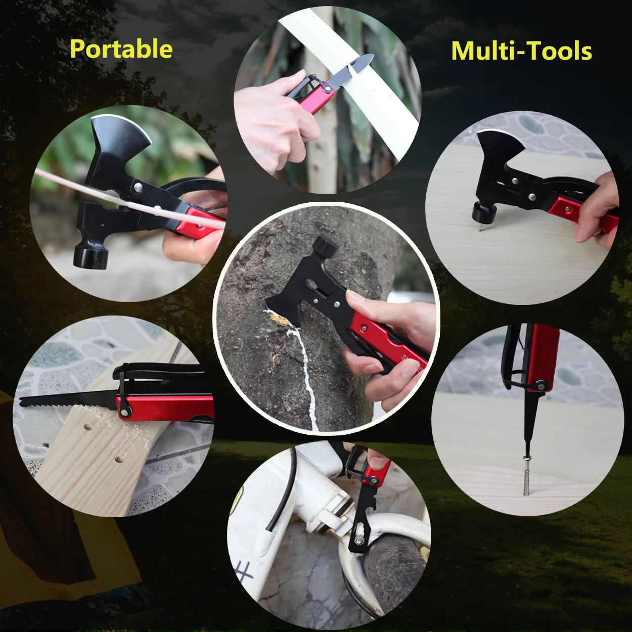 

12 IN 1 Car Tools Axe Heavy Duty Twin Axe/Hammer Pocket Multifunctional Tools Multi-purpose Survival Tool Pliers Cutter