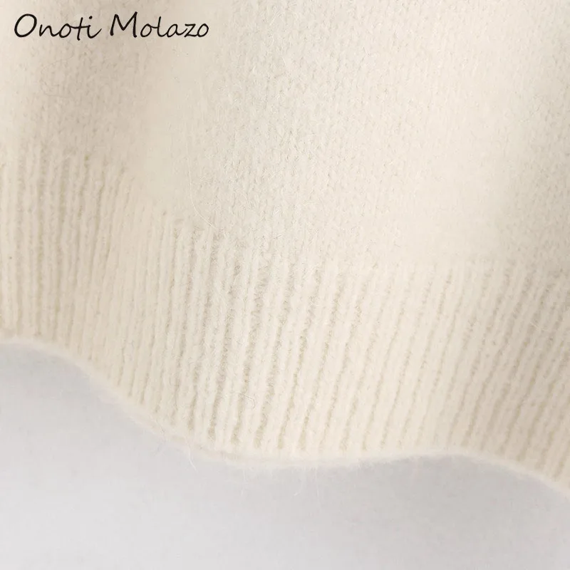Onoti Molazo Casual Knitted Sweater Pullover Mesh Patchwork Winter Elegant Ladies Chic Pullovers Sweaters Female 2020 Spring New | Женская