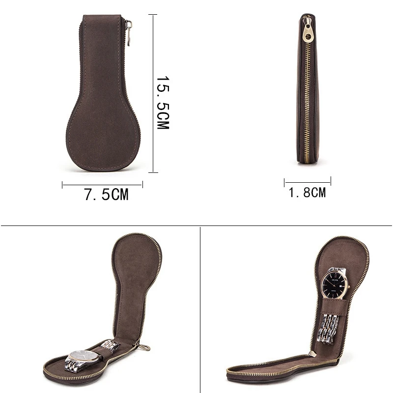 Кожаная дорожная сумка для часов на молнии портативный чехол из искусственной