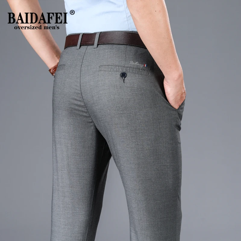 

Classic Style Spring and Summer New Men's Thin Black Straight-leg Jeans Business Fashion Tencel Fabric Casual Pants