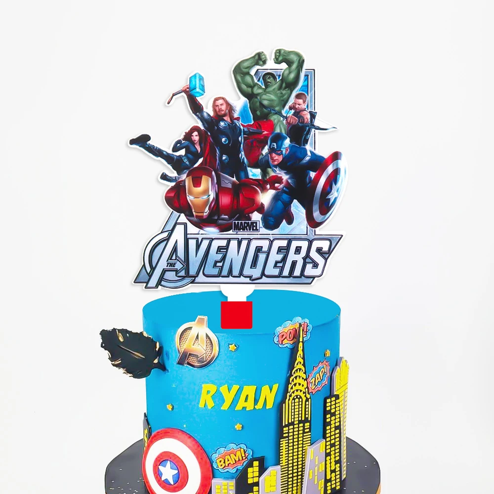 Супергерои Мстители акриловые топперы для торта флаг декор дня рождения тройные