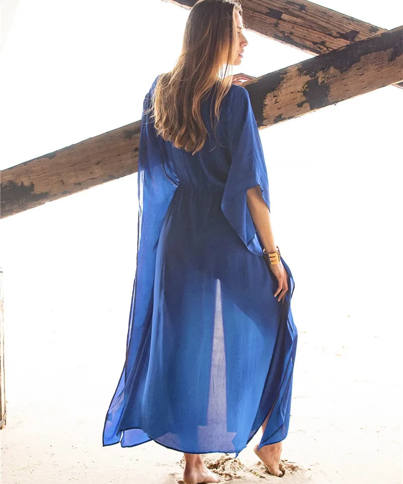 Женское Бандажное платье BOHOFREE темно-синее свободное пляжное бикини однотонная