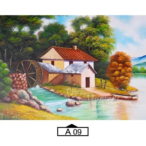 A09 Алмазная картина Ever Moment, пейзаж, дом, река, Полная площадь, стразы, 5D, сделай сам, алмазная вышивка ASF1807 - Цвет: A09