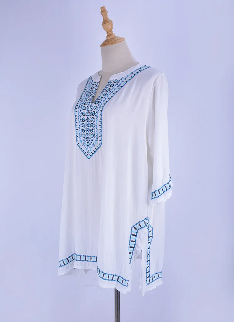 Вышивка Винтаж Пляжная накидка Саида de купальный костюм Praia Для женщин Bikini Cover up