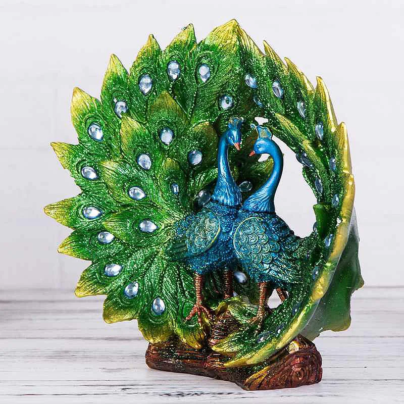 Европа смолы павлин фигурки украшения домашнего декора предметы меблировки