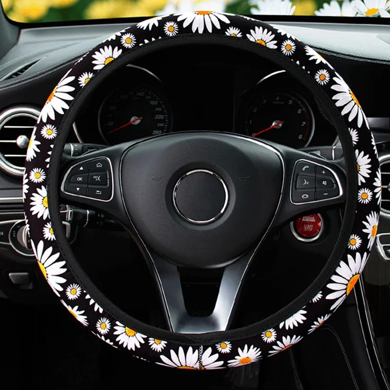 37-38cm Car Steering Wheel Cover Daisy Flower Auto Interior Decoration Knitted Universal Accessories | Автомобили и мотоциклы
