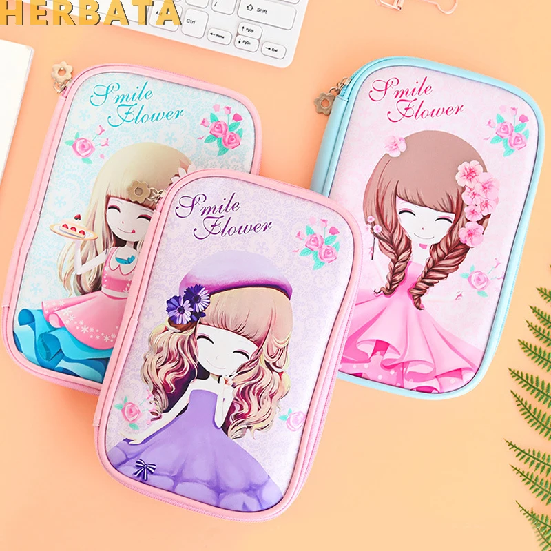 Кожаный чехол для карандашей девочек большая сумка хранения креативная паспорта