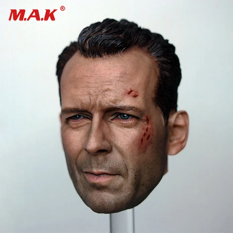 

In stock 1/6 Scale male Head die-John Mcclane Bruce Willis battle damage head model fit 12 "body model