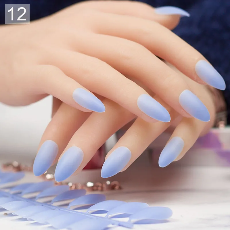 24 шт./компл. накладные ногти из миндаля матовые тонкие полностью Поддельные Типсы