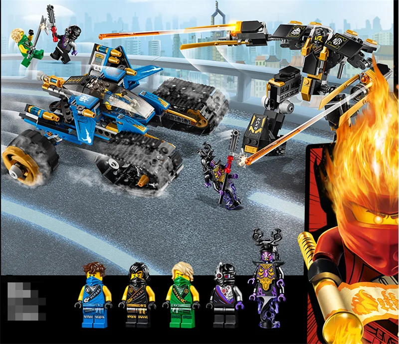 610 шт. Новый Ninjagoes Thunder Raider совместим с 71699 ниндзя конструкторных блоков Детские