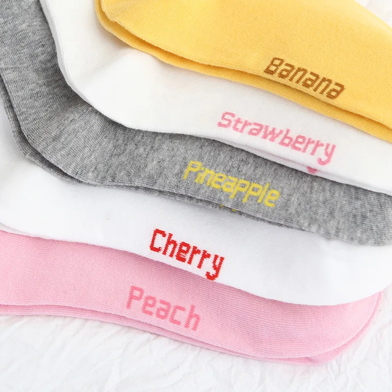 

Socks Cute Cartoon Fruit Print Banana Cherry Peach Girls Kawaii Socks meias Korean Harajuku Embroidery Pile Heap Funny