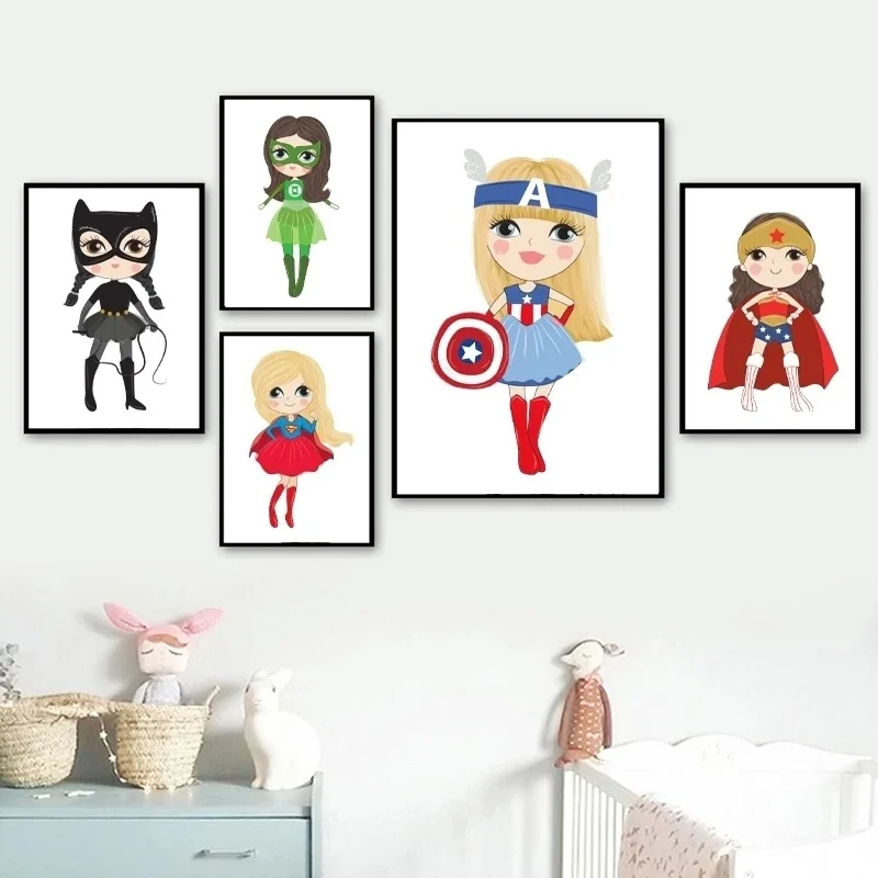 

Marvel Cartoon Canvas Posters Classic Superhero The Avengers Character Wall Art Painting Nordic Decor Pictures Girls Kids Gift