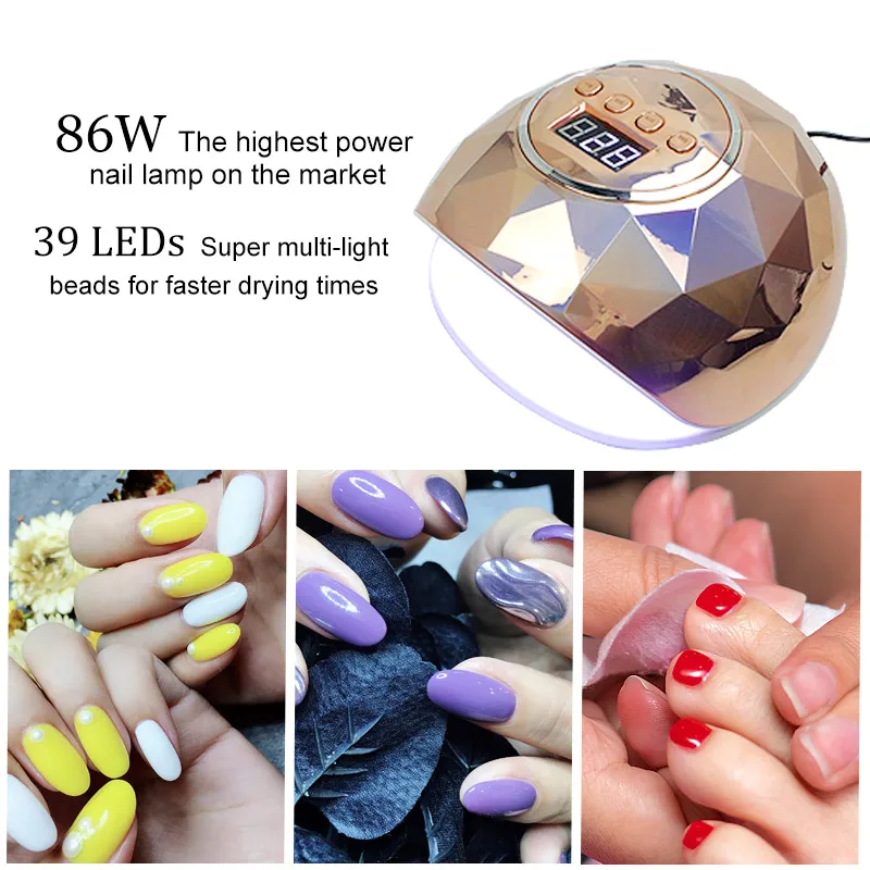 86W Светодиодная УФ-лампа для ногтей маникюра сушилка с 39 шт. лампа инструмент всех