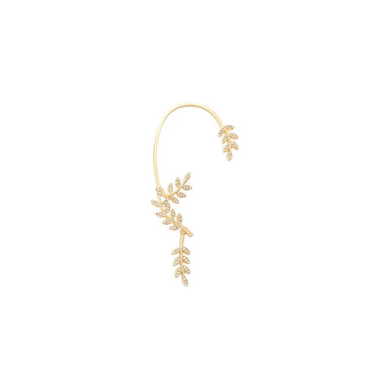 

Micro Inlaid Leaf Clip Simple Design 2021 Cute/romantic Promotion Earring for Girls European Party