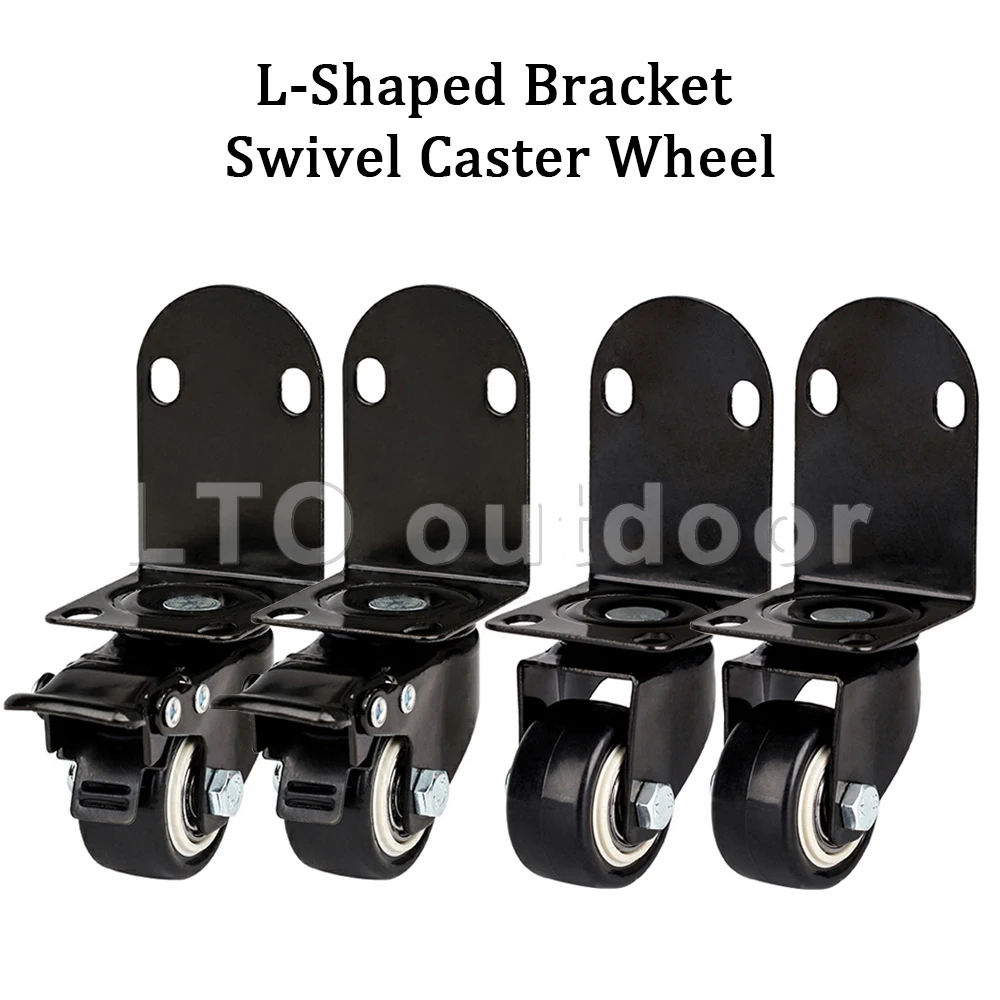 1/4PCS L-Shaped Bracket Swivel Caster Wheels No Noise For Crib Office Desk Bookcase Cabinet Home Accessories