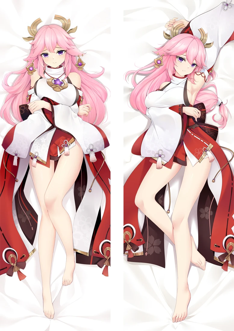 

Game Genshin Impact Yae Miko Guuji Yae Cosplay Dakimakura Pillow Case Anime Cartoon Kawaii Accessories Props