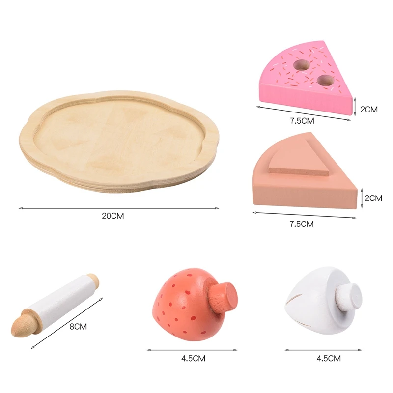 

Wooden Kitchen Cooking Toys for Children Play House Toys Kitchen Food Strawberry Birthday Cake Cut Fruit Pretend Toys