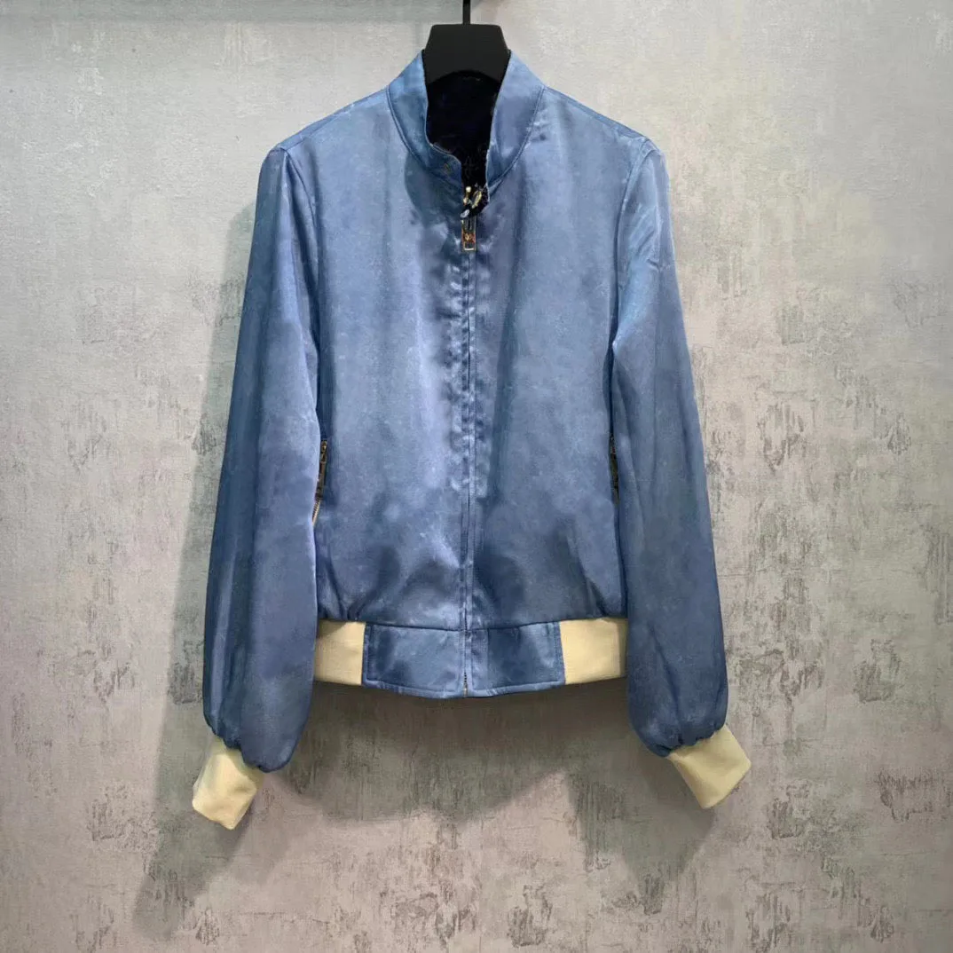 

2021 stylish lady spring short jackets women fashion long sleeve zipper bomber jacket outwear women's Double sided coat