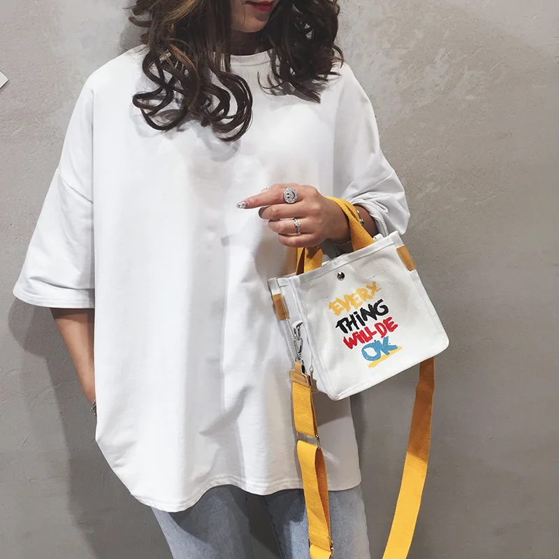 JIULIN 2019 new canvas casual letter bucket bag Mori mini shoulder slung women's | Багаж и сумки