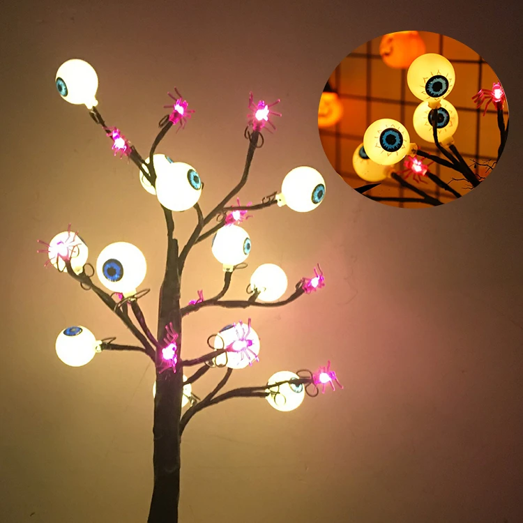 

2021 New Christmas Decor Curtain LED String Light Flash Light Waterproof Ghost Eye Spider Birch Tree Halloween Christmas Light