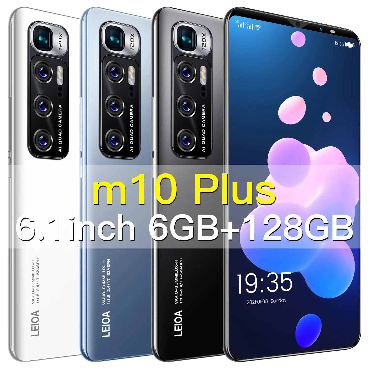 

M10 Plus 5.8 Inch Sim Double + Micro Sd 24 48mp 4g 5g Network Mtk6793 Mobile Phones Global Version Andriod Smart Phone 6 + 128gb