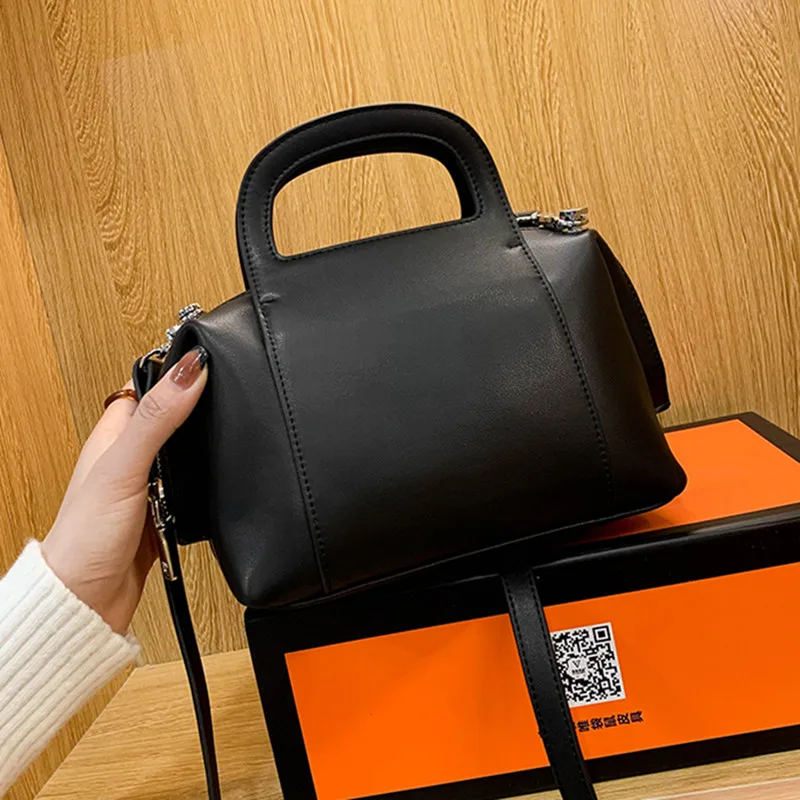 

Сумка на плечо женская из мягкой натуральной кожи, Элегантный Модный саквояж на плечо, вместительная простая повседневная сумочка кросс-бо...