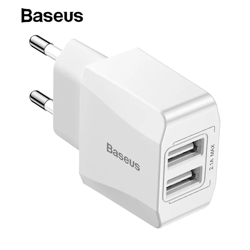 Baseus 5V 2.1A USB зарядное устройство Dual-U быстрое USB зарядное устройство дорожное настенное зарядное устройство адаптер ЕС для iPhone samsung Xiaomi зарядное устройство для мобильного телефона
