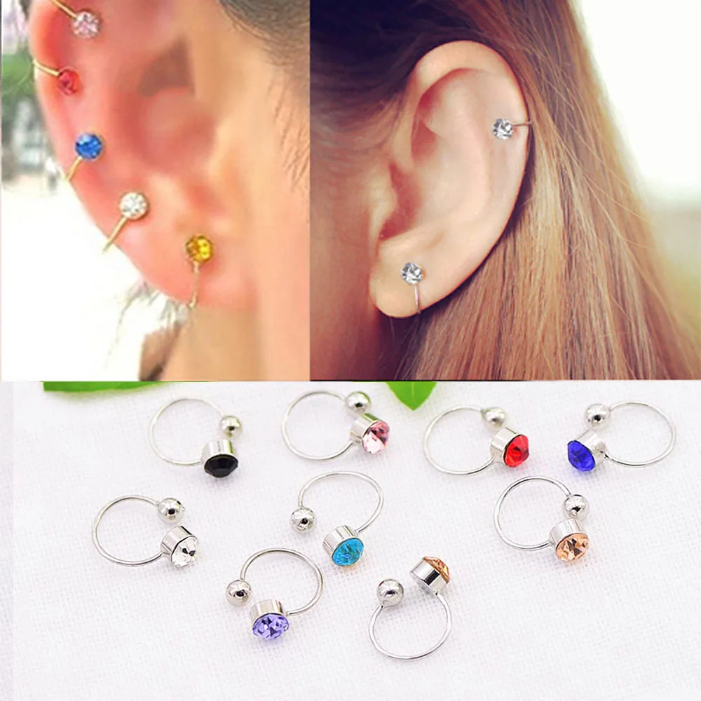 1 пара u образные стразы запонки в стиле панк минимализм женские металлические