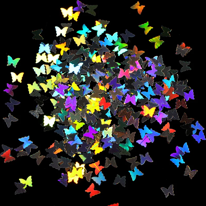 Блеск для ногтей в форме бабочки микро-лазер звезда хлопья 3D серебряные золотые