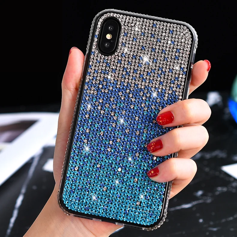 Чехол для iPhone 11 pro max 6s 6 7 8 plus x xs блестящий градиентный чехол роскошный Радужный xr