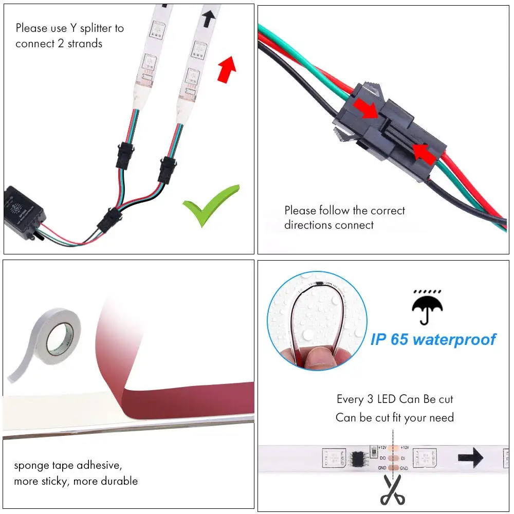 5 м 12 В Magic Home WS2811 IC 5050 RGB Светодиодная лента wi-fiпрограммируемый адресуемый светодиодная точечная лампа IOS Android Alexa Google полоса набор