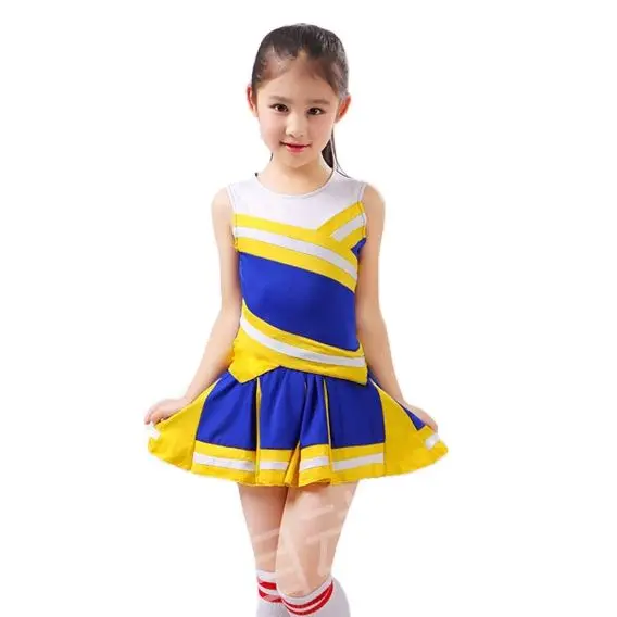 Детский костюм для чирлидинга одежда учащихся аэробика без Помпона Прямая