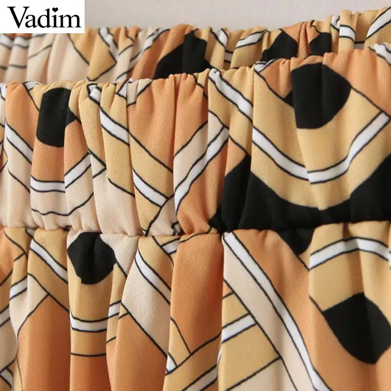 Vadim womem/Модная плиссированная юбка с цепочкой и эластичной резинкой на талии в европейском стиле; Юбки-миди; женская юбка средней длины; mujer BA750