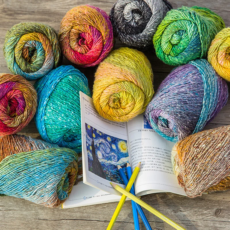 

100g Rainbow Segment Dyed Yarn Colorful Wool Diy Handmade Knitted Baby Sweater Hat Scarf Sofa Cushion Cake Yarn