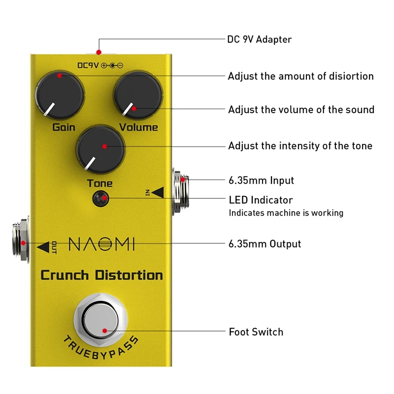 

NAOMI Ultimate Overdrive Electric Guitar Mini Effect Pedal Single Byp DC 9V
