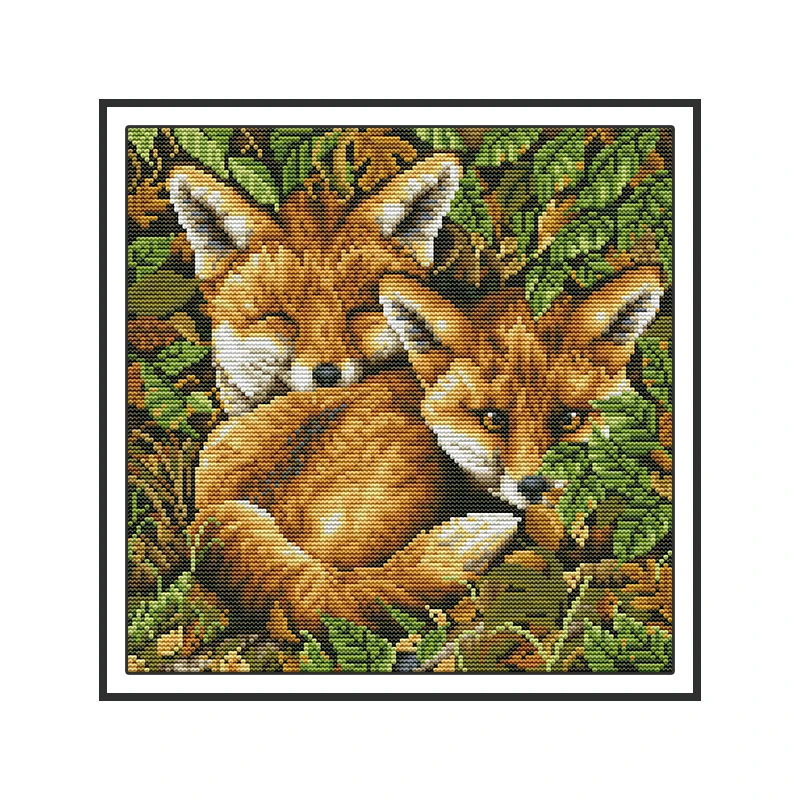 Набор для вышивки Два лисы картина Joy Sunday наборы крестиком 14 карат затемненный