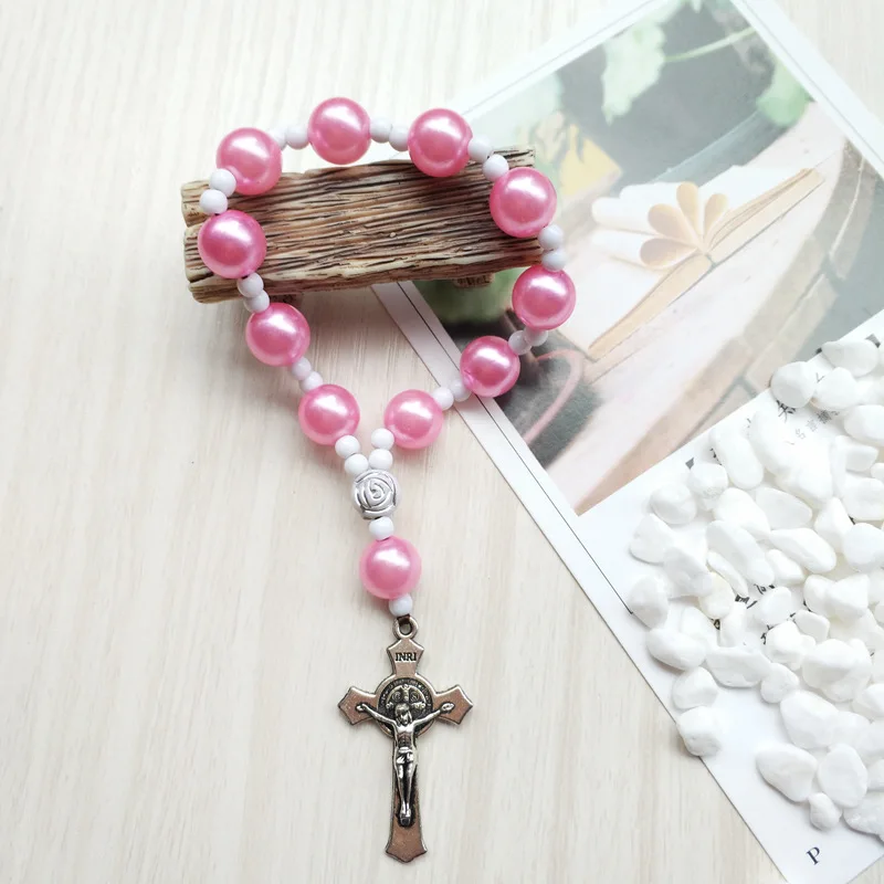 QIGO новый искусственный жемчуг эластичный крест четки браслет Религиозные