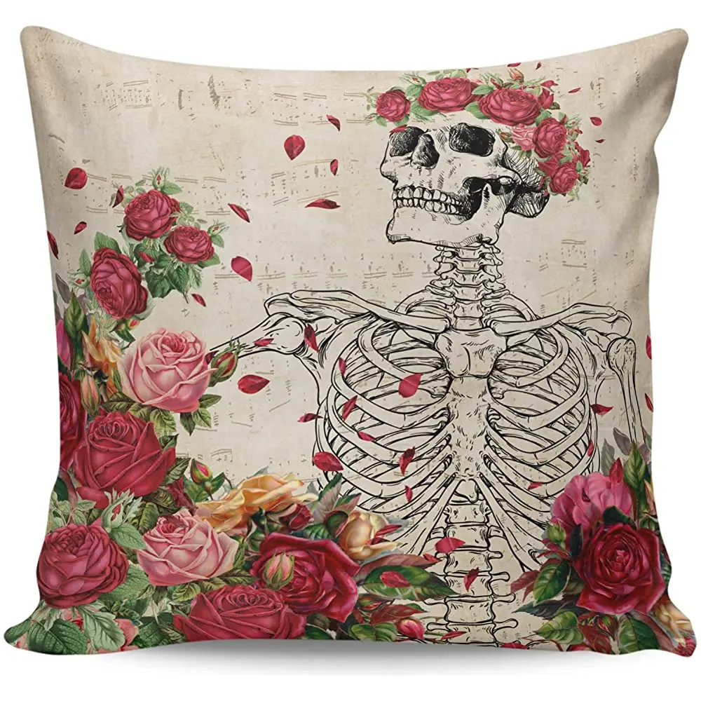 

Наволочки Flouky с изображением черепа розы на винтажном фоне