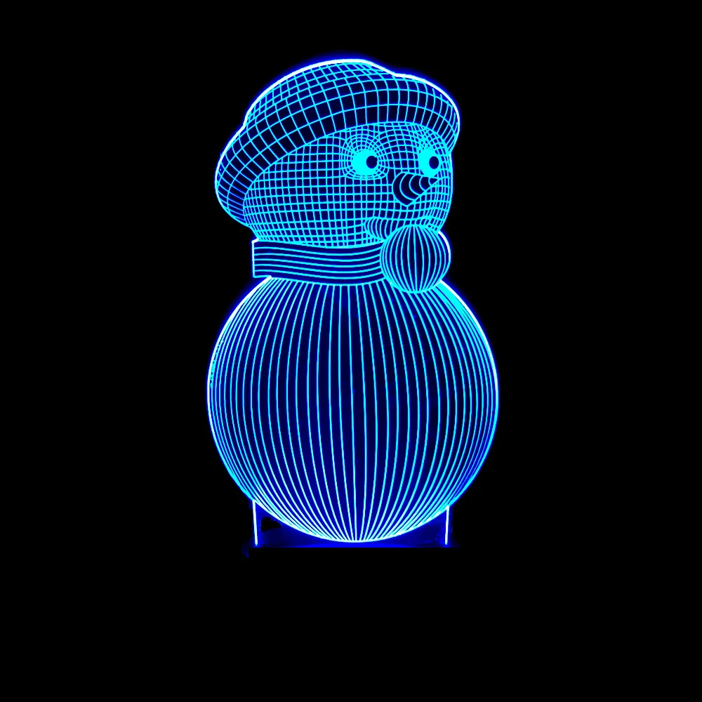 

Хит продаж, Рождественский Снеговик, креативная декоративная модель, семь 3D ночных светильников, светодиодные неоновые ночники с визуально...