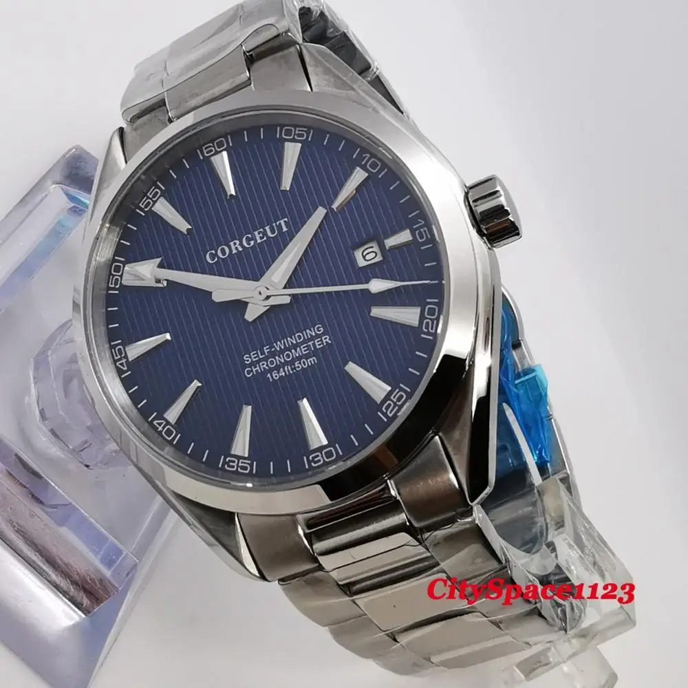 41 мм Corgeut автоматические механические наручные часы из нержавеющей стали