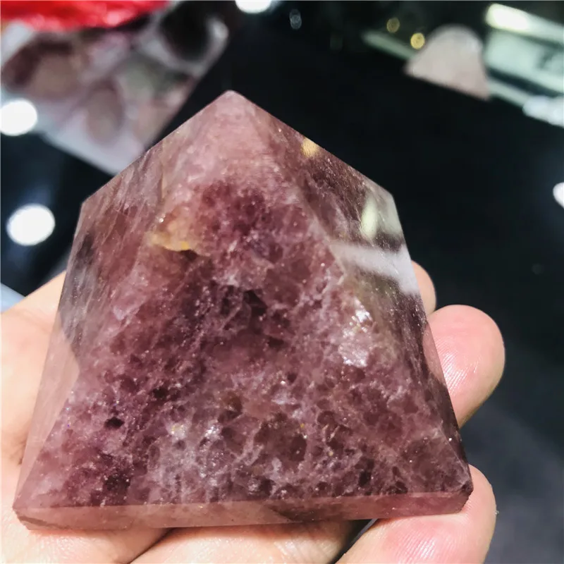 Натуральная клубника кристалл пирамида кварц хрустальные образцы минеральная