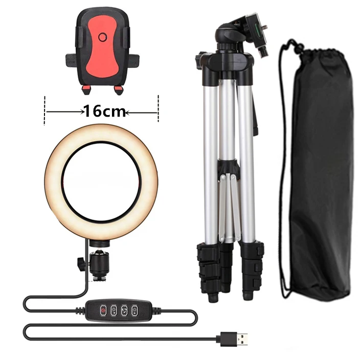 16cm Tripod Светодиодный светильник, кольцо для селфи, штатив с ламповым кольцом, селфи для телефона, Youtube, светильник ing, фотография, камера, фото, держатель, оборудование - Цвет: 16cm Tripod