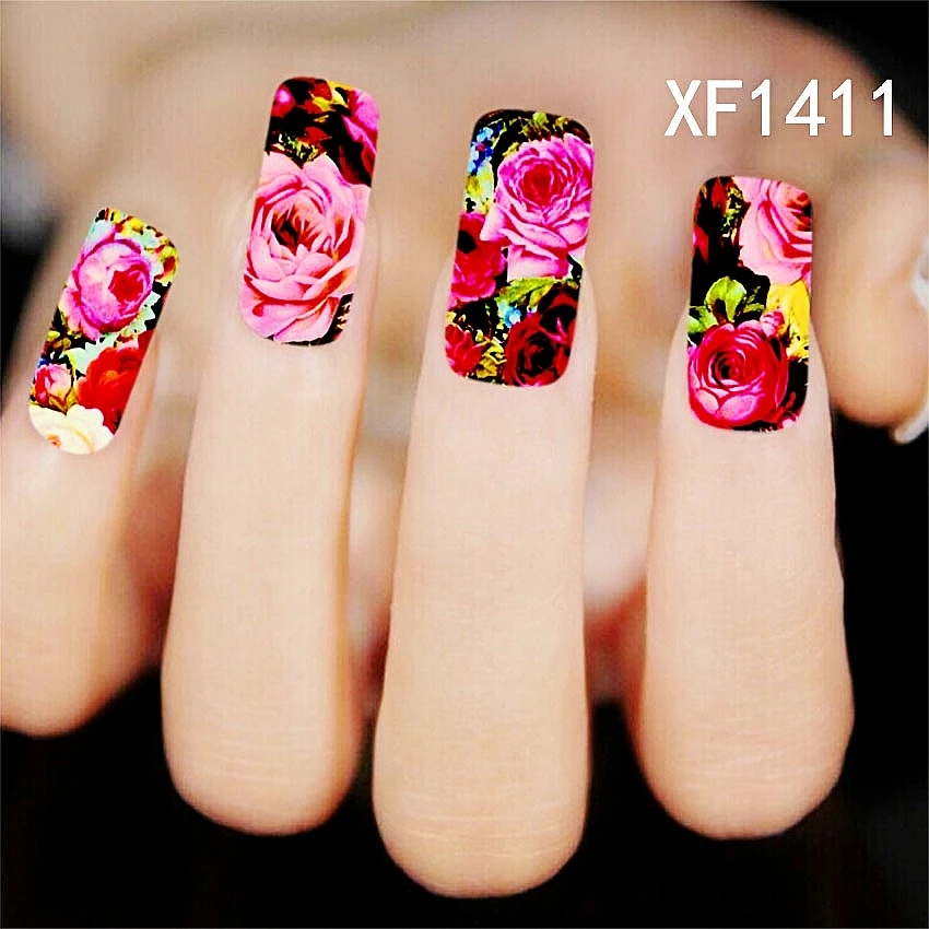 Полноразмерная наклейка для дизайна ногтей розовый красный фиолетовый цветной
