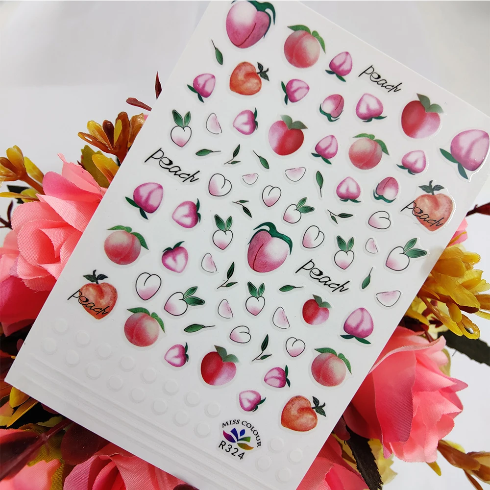 

Летние фрукты персиковые 3D наклейки для ногтей дизайн клейкий дизайн ногтей декорации слайдеры фольга все для маникюра