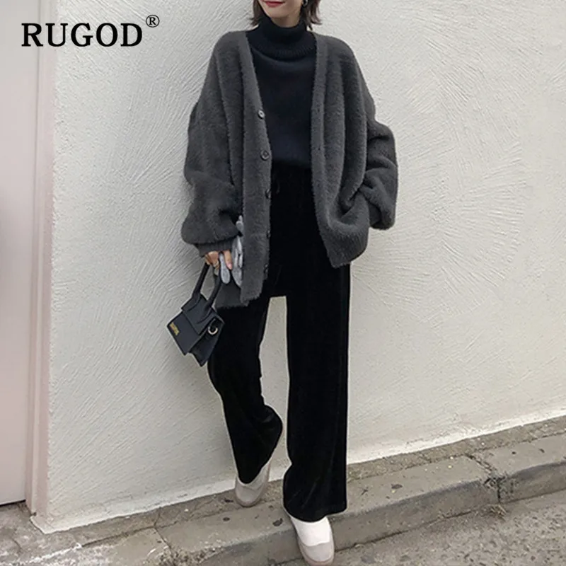 Женский кашемировый кардиган RUGOD повседневный однобортный Кардиган в Корейском